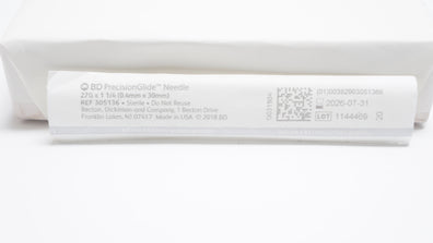 BD 305136 PrecisionGlide Ndle 27G x 1 1/4inch